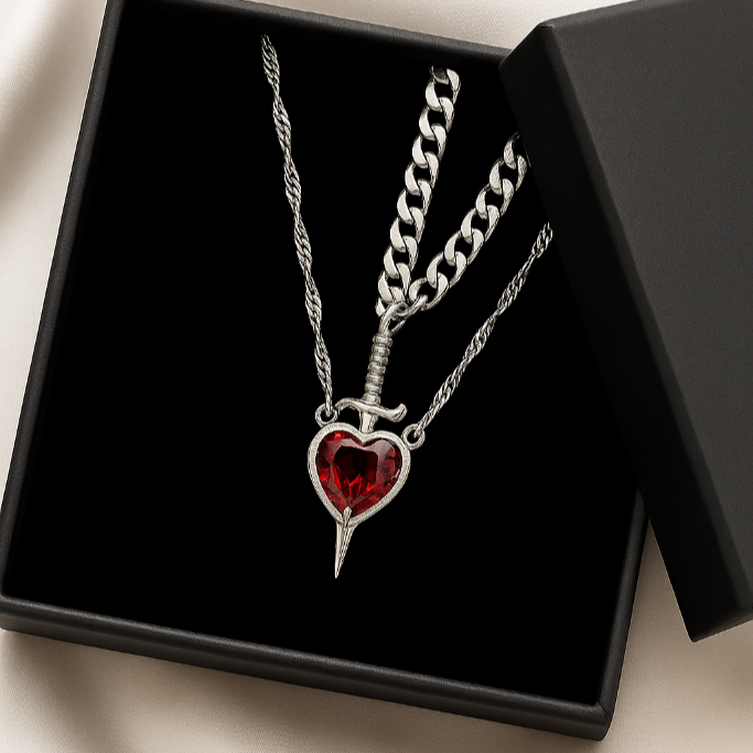 Set de collares espada y corazón